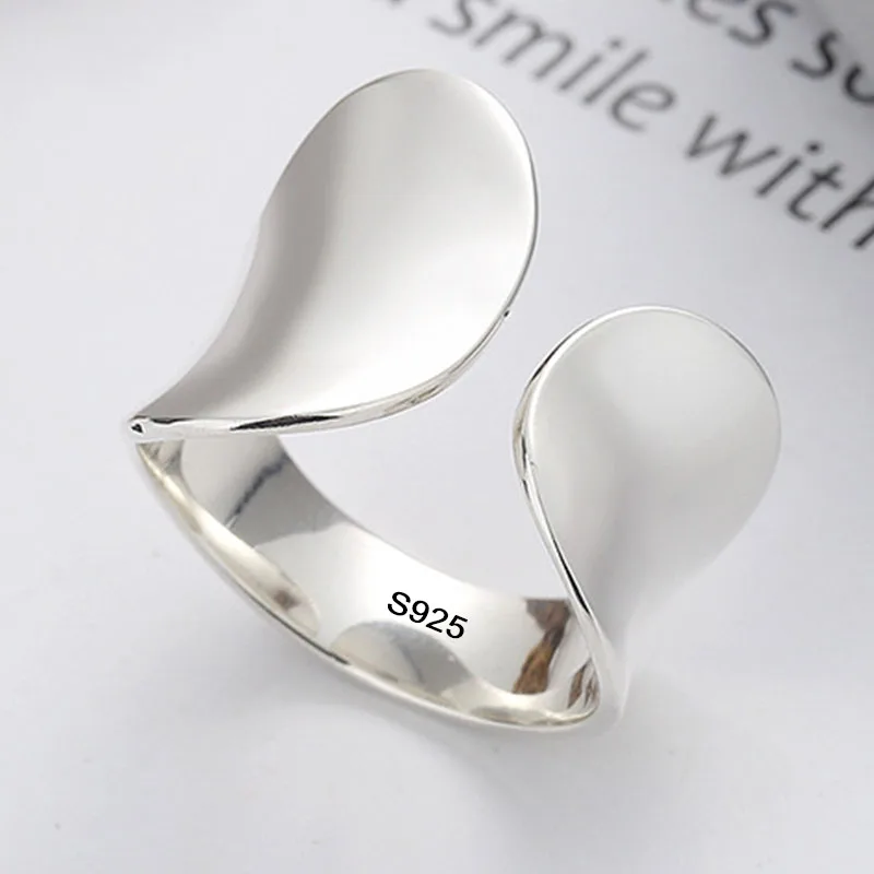 

925 Sterling Silver Rings for Women Couple Minimalist Handmade Simple Wide Ring Fine Jewelry Gift Prevent Allergy