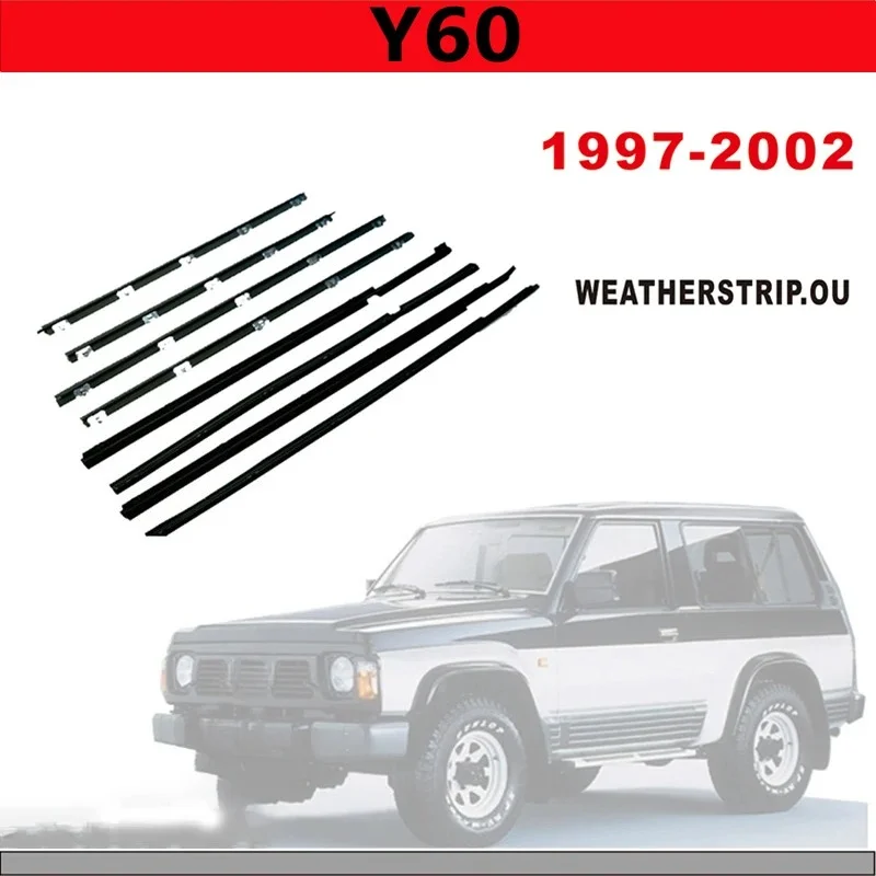 Juego de 8 burletes de goma negros para ventanas (interiores y exteriores) para Nissan Patrol Y60 y Nissan Safari