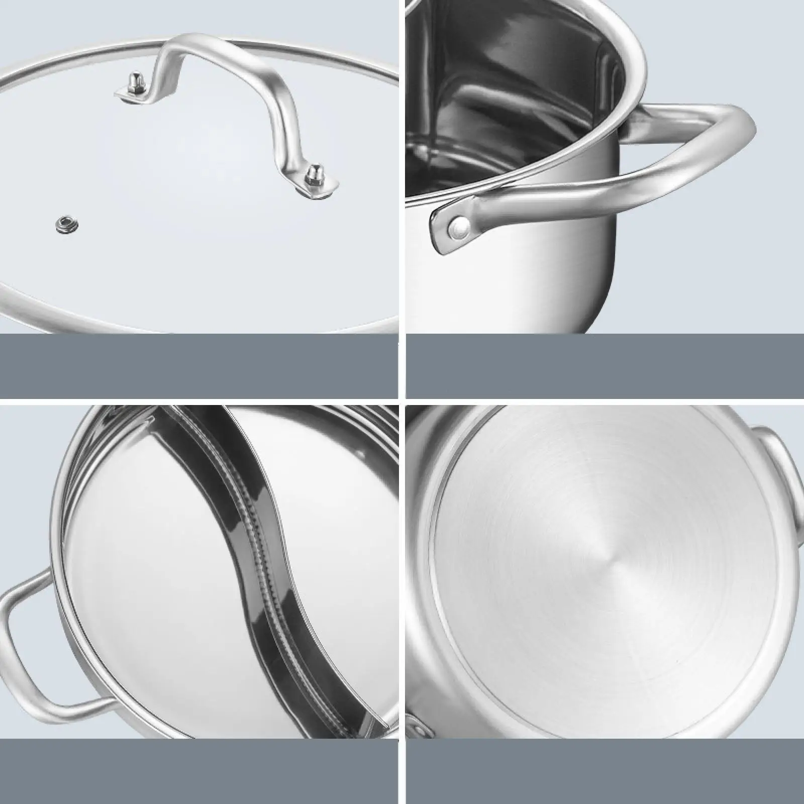 Stainless Steel Double Sided Hot Pot Cookware with Lid Divided Soup Pot for Hotpot Accessories Home Kitchen Cooking