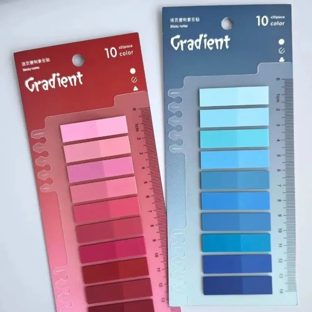 6pcs Transparent Index Memo Pads Bookmark Morandi Color PET Index Stickers Ruler Self-Adhesive Stickers School Stationery