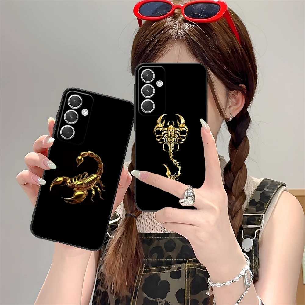 Colored Golden Scorpio Mobile Cell Phone Case for Samsung M55 35 15 54 34 14 33 23 13 42 32 22 F55 23 12 5G Black Cover Shell