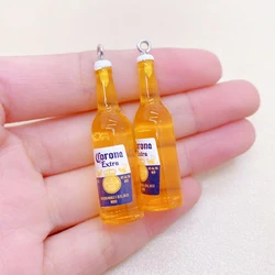10pcs Cute Small Beer Bottle Resin Earring Charms Diy Bar Jewelry Pendant Accessory