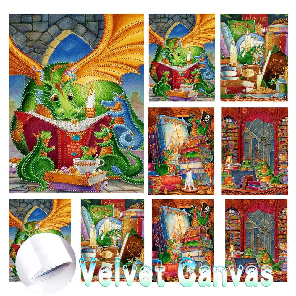 Read Green Dragon 5D DIY Velvet Diamond Painting Kits Special-shaped Drill Diamond Mosaic Embroidery Paintings Home Decor Gift