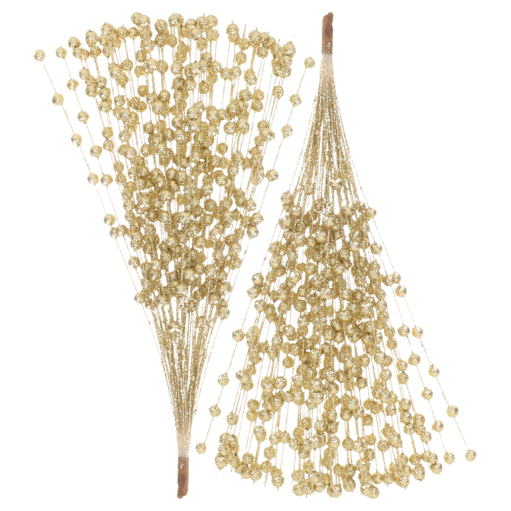 

2Pcs Artificial Flower Cuttings Realistic Gold Berry Stems Decorative Fruits for Party Christmas Tree Floral Arrangements Craft