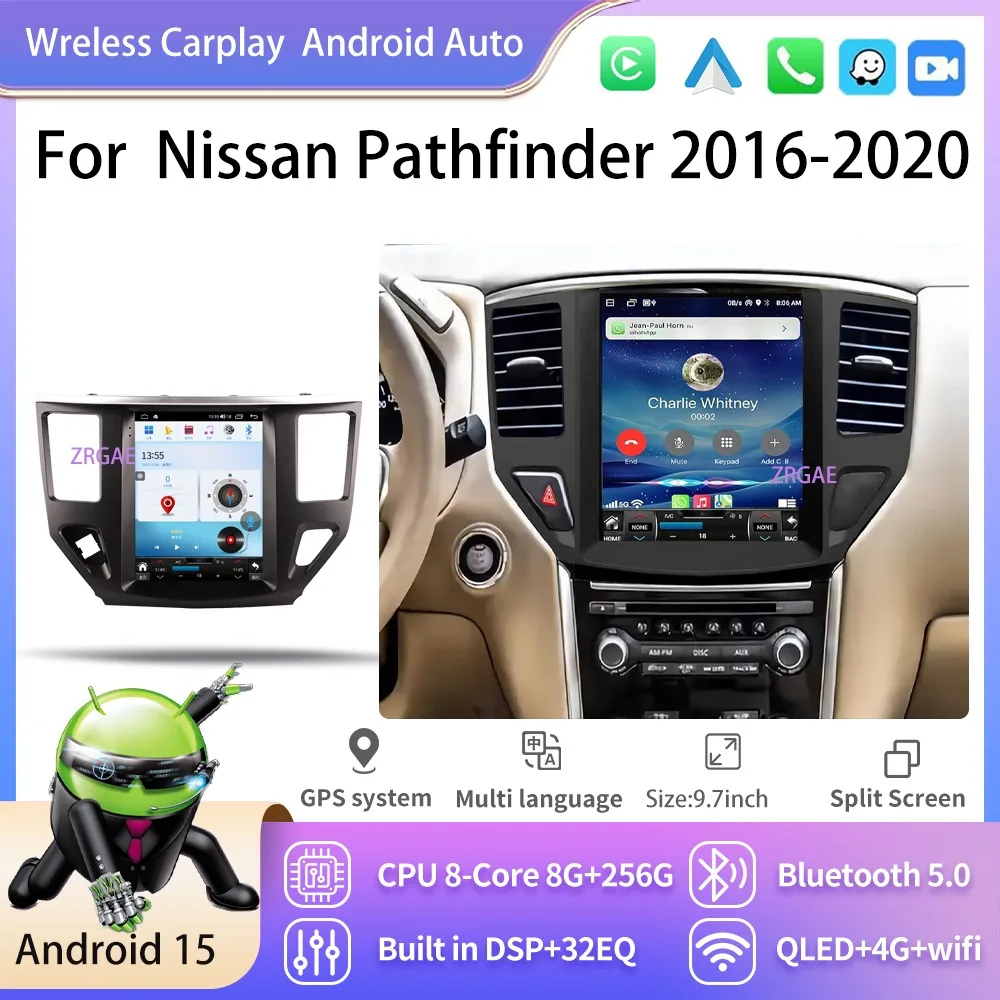 Radio Multimedia para Auto con Android 15 y Carplay para Nissan Pathfinder, Pantalla Tesla, Navegación GPS, Unidad Principal, Bluetooth, WIFI