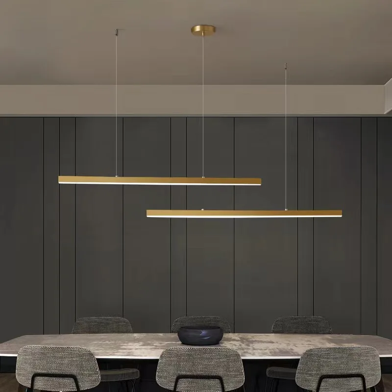 Imagem -04 - Modern Simples Strip Pendant Lamp Restaurante Mesa de Jantar Luzes Led Office Designer Pendurado Lâmpadas Home Decor Luminária