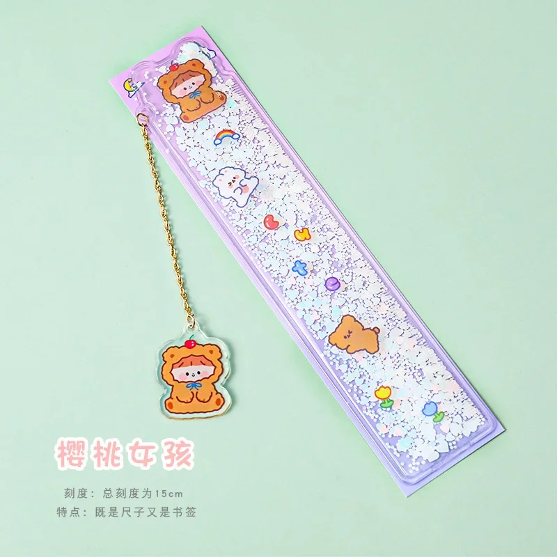 1 Piece 15cm Cute Kawaii Stationery Cartoon Drawing Gift Office School Kitten Straight Plastic Ruler