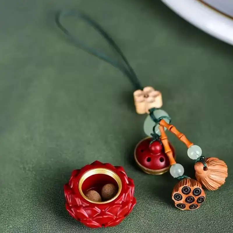 Natural Raw Ore Cinnabar Purple Gold Color Sand Lotus Fragrance Sachet Keychain New Chinese Style Gifts Set