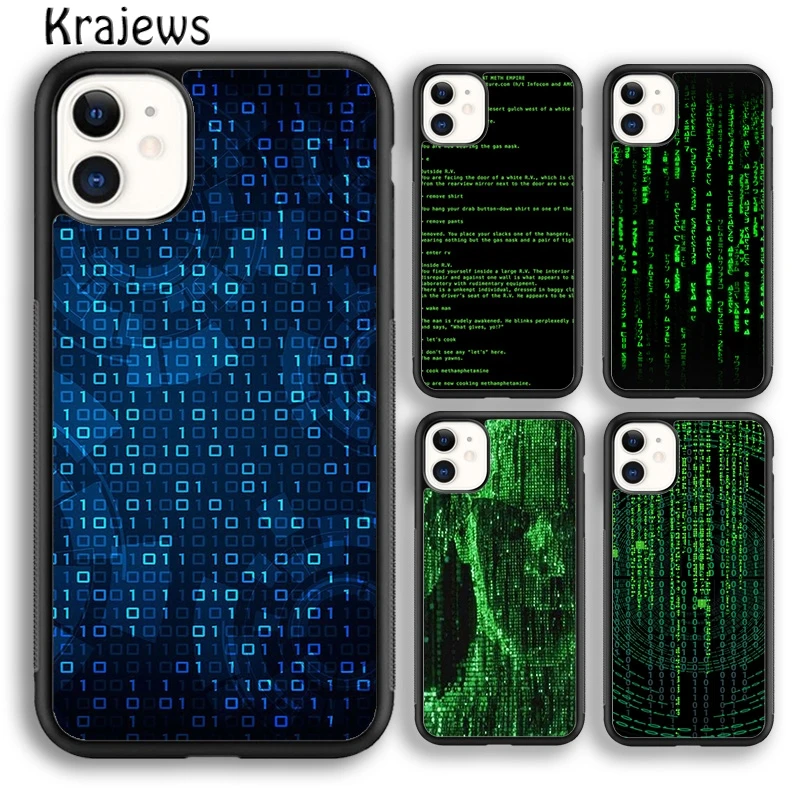 Krajews Matrix Hacker Phone Case Cover For iPhone 16 15 14 plus XS XR 11 12 mini 13 pro max coque Shell Fundas