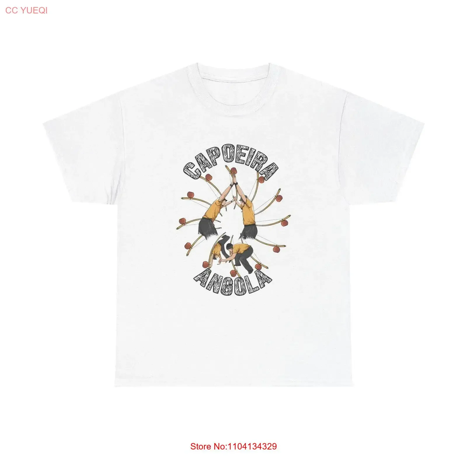 Camiseta de Algodão Pesado Capoeira Angola: Vestuário Cultural de Dança e Artes Marciais Brasileiras para Amantes, Vintage Lavado, Versátil e Elástico