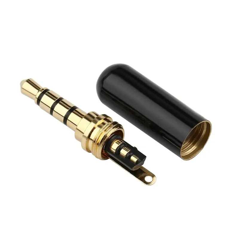 4PCS 3.5 Jack 4 Polos Speaker Terminal Audio Plug 3.5mm Male Connector Solder 4.2mm Earphone Cable AUX Wire Gold Plated 7 Colors