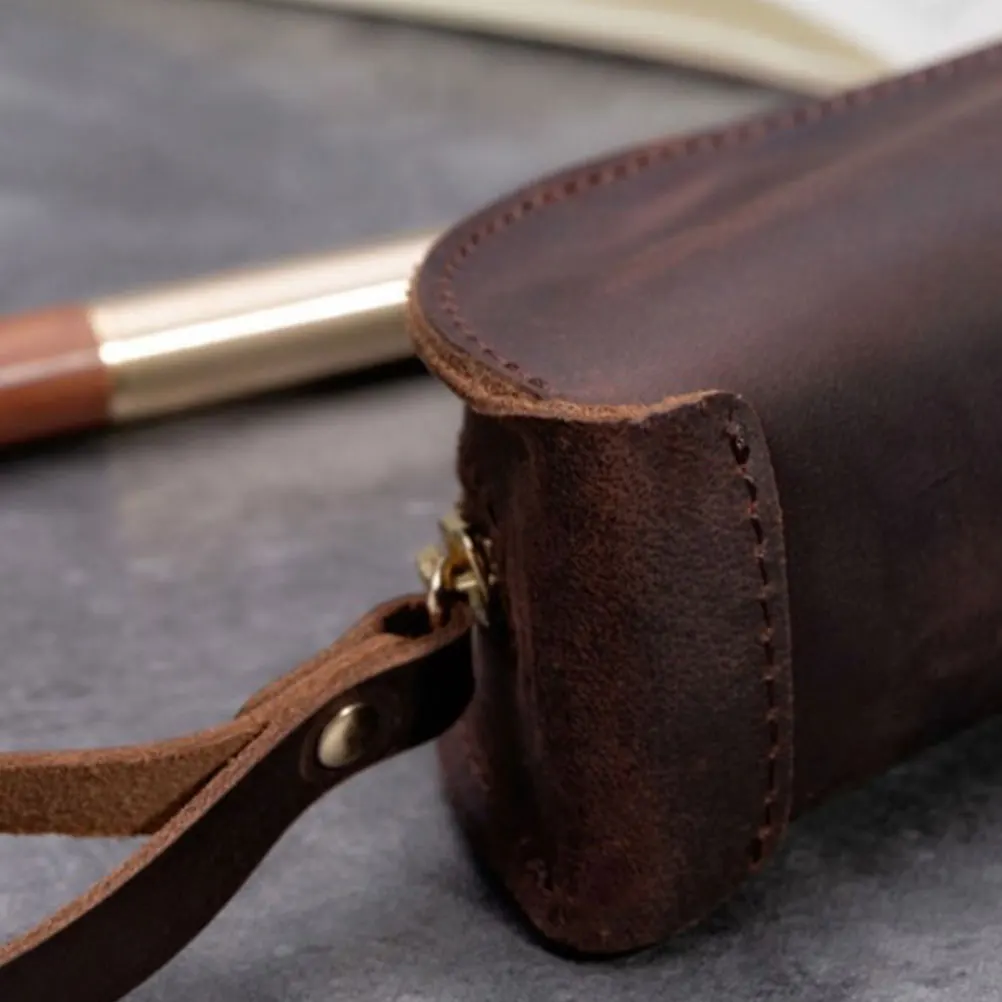 

Zipper Pencil Bag Coffee Color Case Fashion Functional Holder Pouch Retro Design