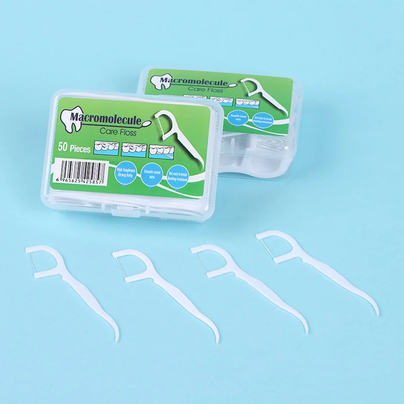 50/100 Pieces of Dental Floss Toothpick Cleaners, Tooth Cleaning Sticks, Disposable Deep Cleaning Portable Toothpicks for Daily Oral Care, Suitable for Travel