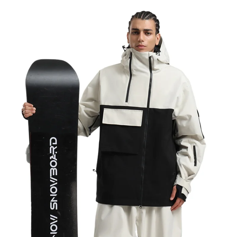 

2025 Super Big Pocket Snowboarding Jacket Loose Breathable Ski Coat Waterproof Insulated Unisex Winter Tops Zip Hoodie