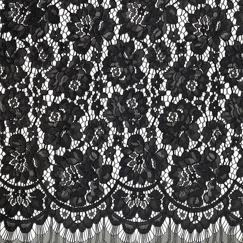 

Quality openwork rose embroidery lace fabric eyelash embroidery Nigerian African lace fabric 130CM wide 3Colors