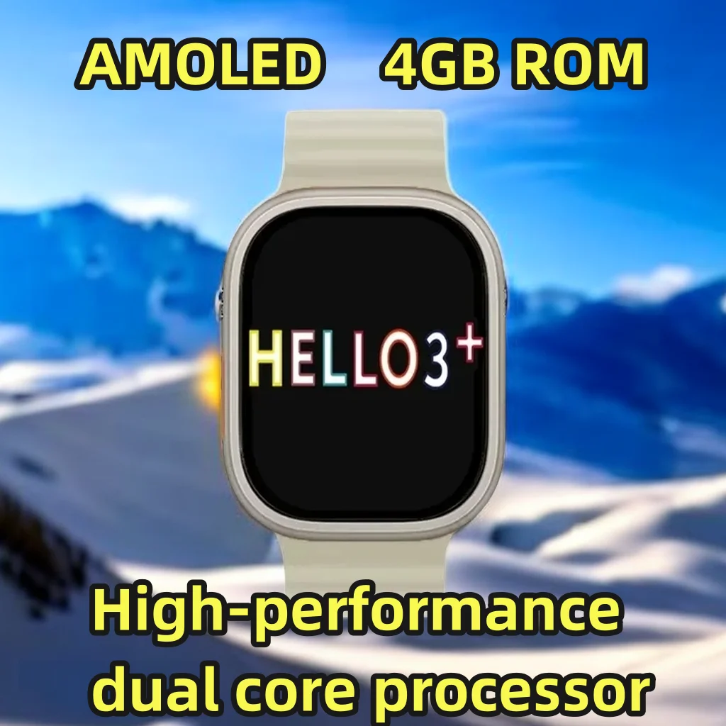 Smart Watch Ultra Amoled 4GB ROM Compass NFC Local Music Heart Rate 2023 New Smartwatch for Men Women Hello Watch 3 +