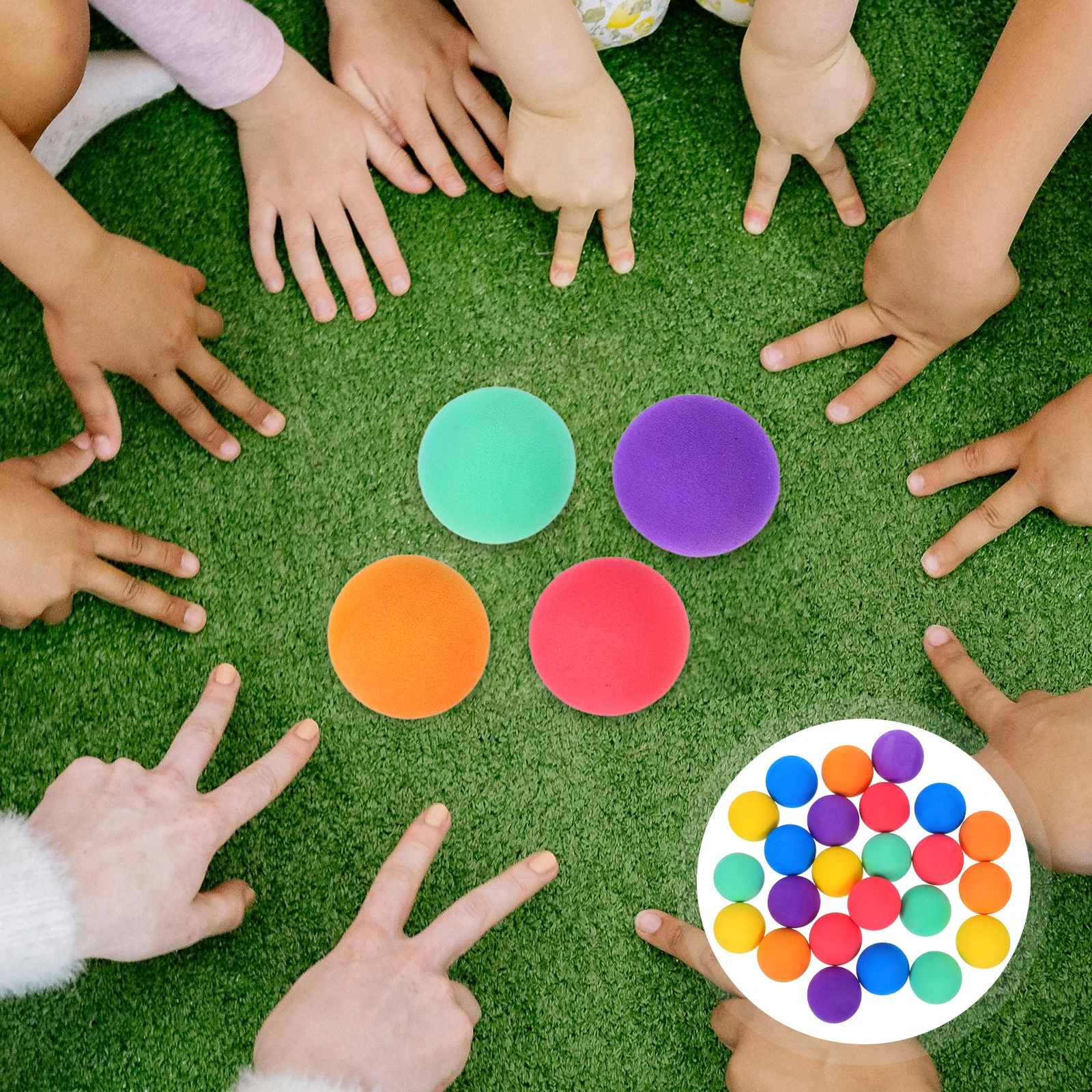 

24 Pcs Sponge Balls EVA Soft Stress Relief Toys Kids Party Favors Mini Sports Balls Indoors Outdoors Child Coloful Relax