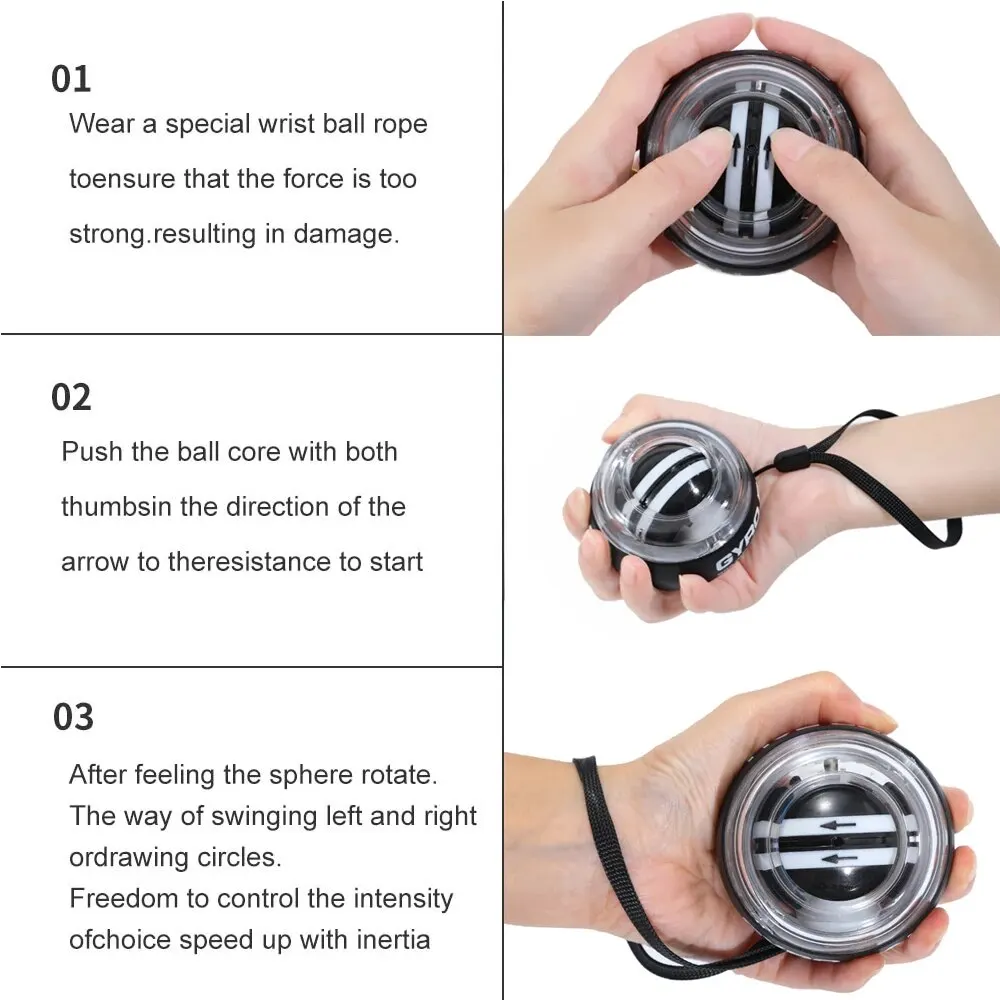 Auto Start Gyro Ball Wrist Ball Power Trainer Ball Strengthener and Forearm Strengthening Exerciser Home Gym Fitness Equipment