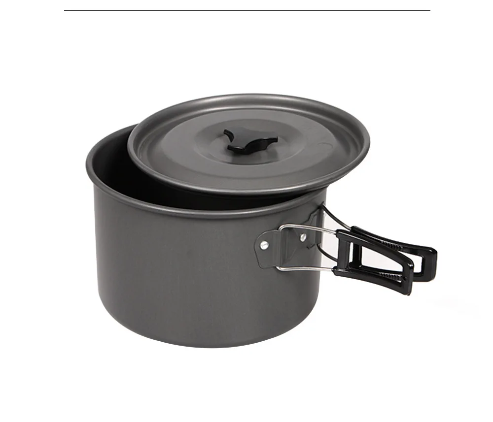 2L Outdoor Camping Cooking Pan Big Capacity Saucepan Portable Thermal Nonstick Pot Aluminum Alloy Cooker Picnic Hike Accessories