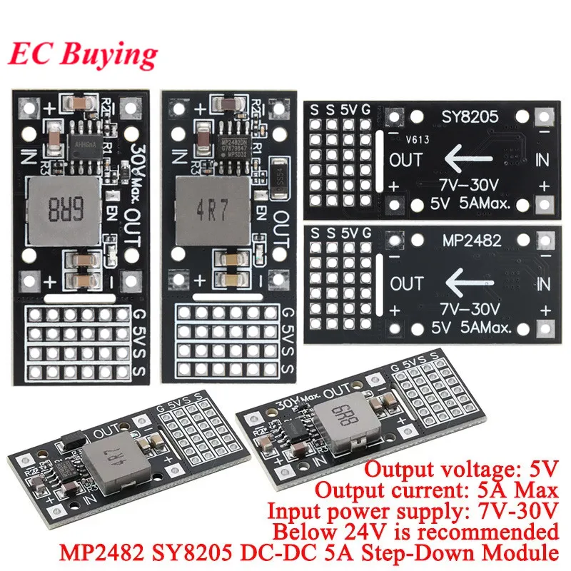 10Pcs/1pc DC-DC MP2482 SY8205 5A DC Step-down Buck Module 7V-24V to 5V Steering Gear Drive Power Panel Servo Board for Arduino