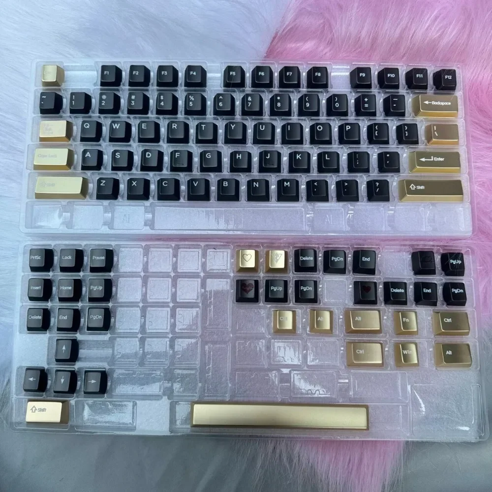 Metal Gold Black Keycaps Set Custom Cherry Profile Point Key Cap Alloy Point Key Caps Accessory for Mechanical Keyboard Gaming