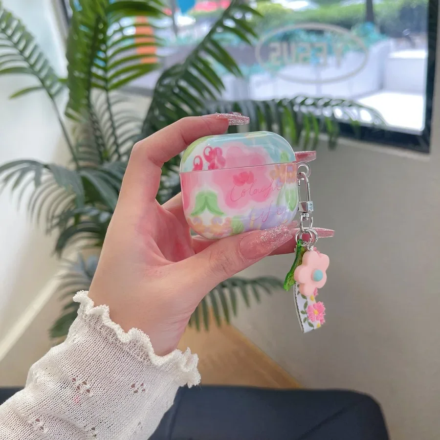 Apple Airpods 3, Airpod 2,イヤホン用のカラフルな花柄のシリコンケース