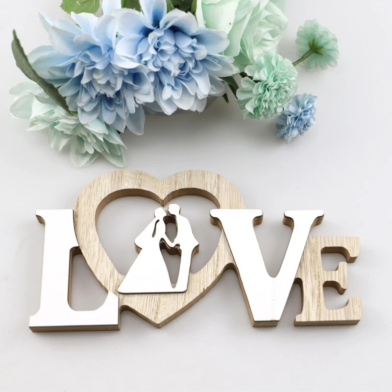 Plaque Centerpiece Bookshelf LOVE Words Wedding Ornaments Desktop for Home Desk Office Study Room Decorations