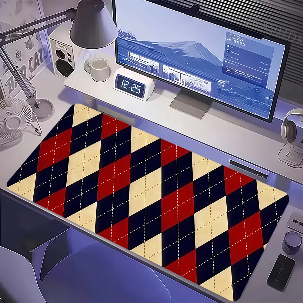 Diamond Check Pattern Mouse Pad Large Non-slip Lockedge Desktop Computer Desk Mat Keyboard Writing MousePad Office Gamer Student