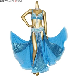 New Beaded Belly Dance Costumes Set Professional For Women Sexy Stage Performance Outfit 3pc Suit Carnival Dancer Costume Wear