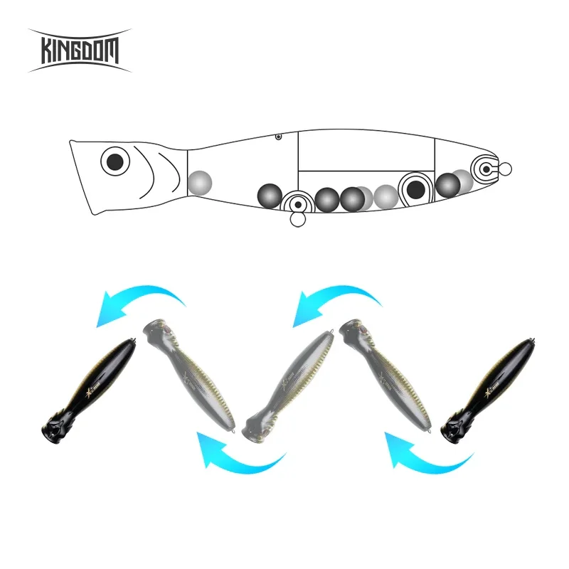 Kingdom TopWater Popper Professional Fishing Lures Hard Artificial  Baits 8cm 10cm 13cm Floating Wobblers Fishing Tackle Baits