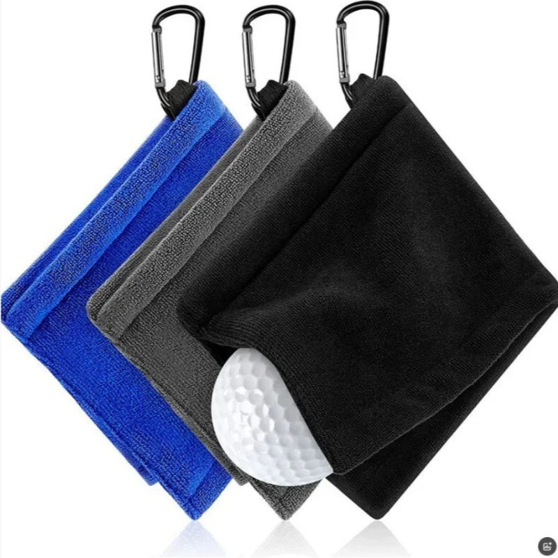 Microfiber Golf Cleaning Towel with Hiking Buckle Hanging Waist Towel Scrubbing & Cleaning Clubs Ball Towel Outdoor Sports Towel