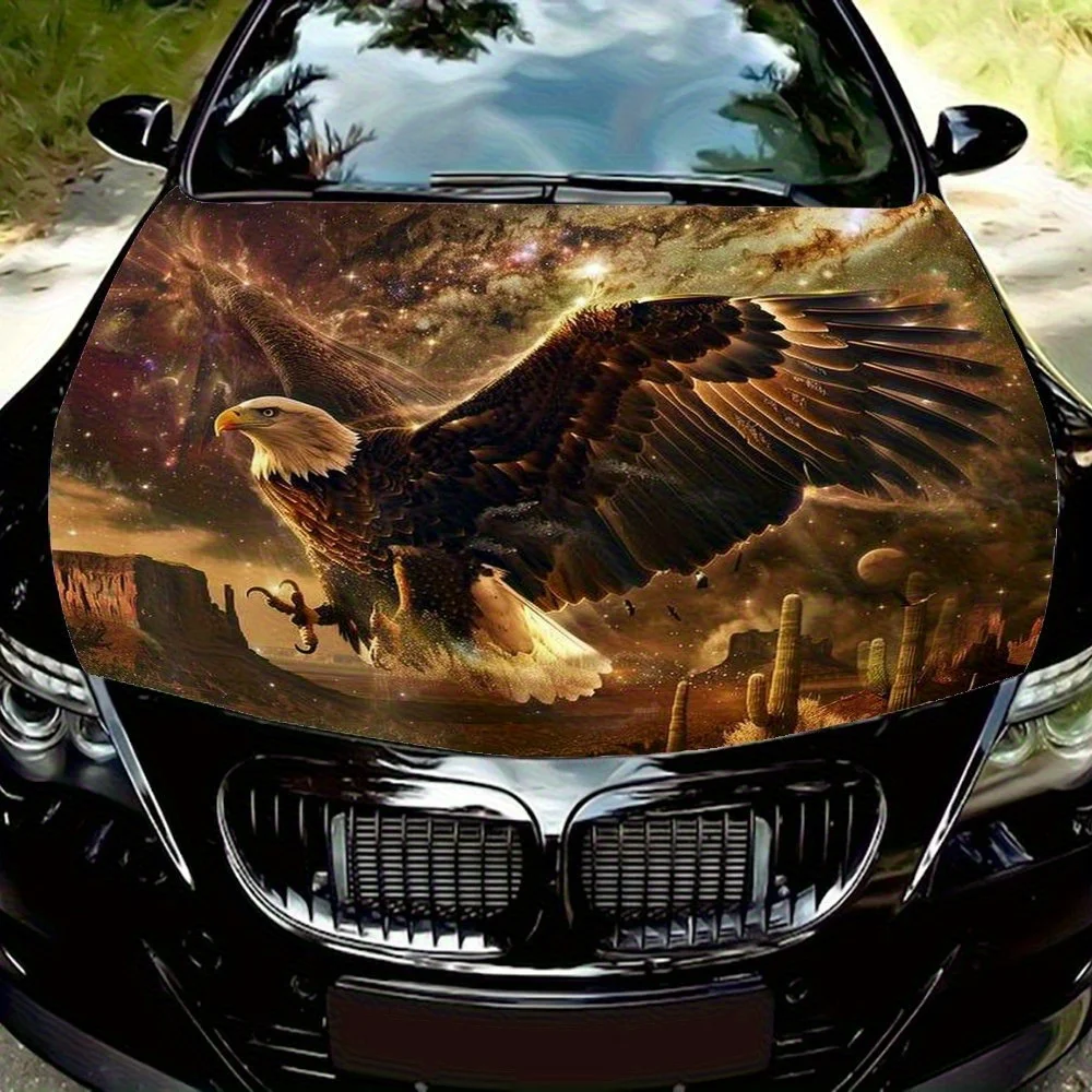 Eagle Flying Under The Mysterious Starry Sky Car Hood Decal Stickers Wrap Vinyl Film Engine Cover Decals Sticker Car Hood Protec