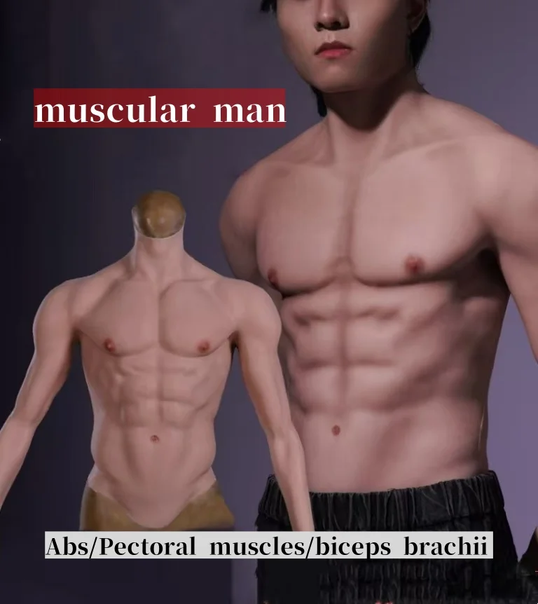 Ropa de hombre con músculos falsos de silicona, músculos pectorales falsos, abdominales, bíceps, deltoides, uso diario para aumentar