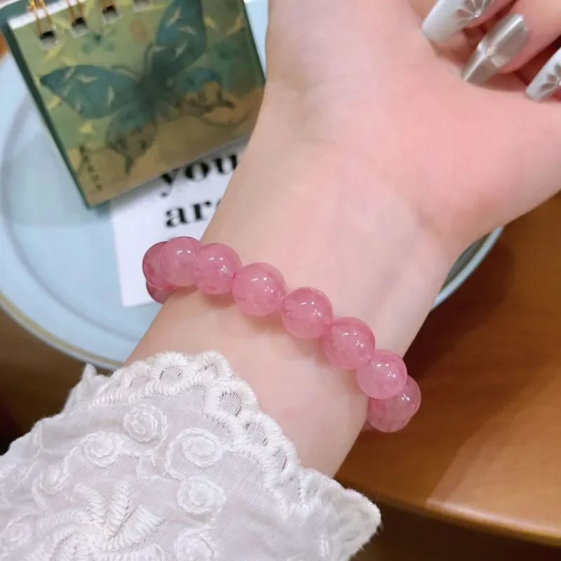 New Natural Cherry Blossom Rain Rose Hui Bracelet, High Ice Jade Rosette Versatile Plain Ring Bracelet Wholesale