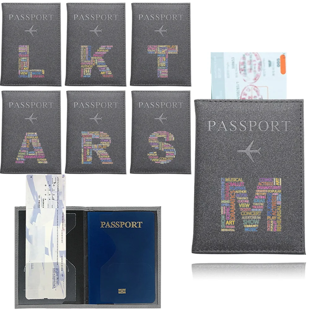 Airplane Travel Passport Cover Unisex Passport Credit Card Holder UV Printing Text Letter Series Business Card Passport Wallet