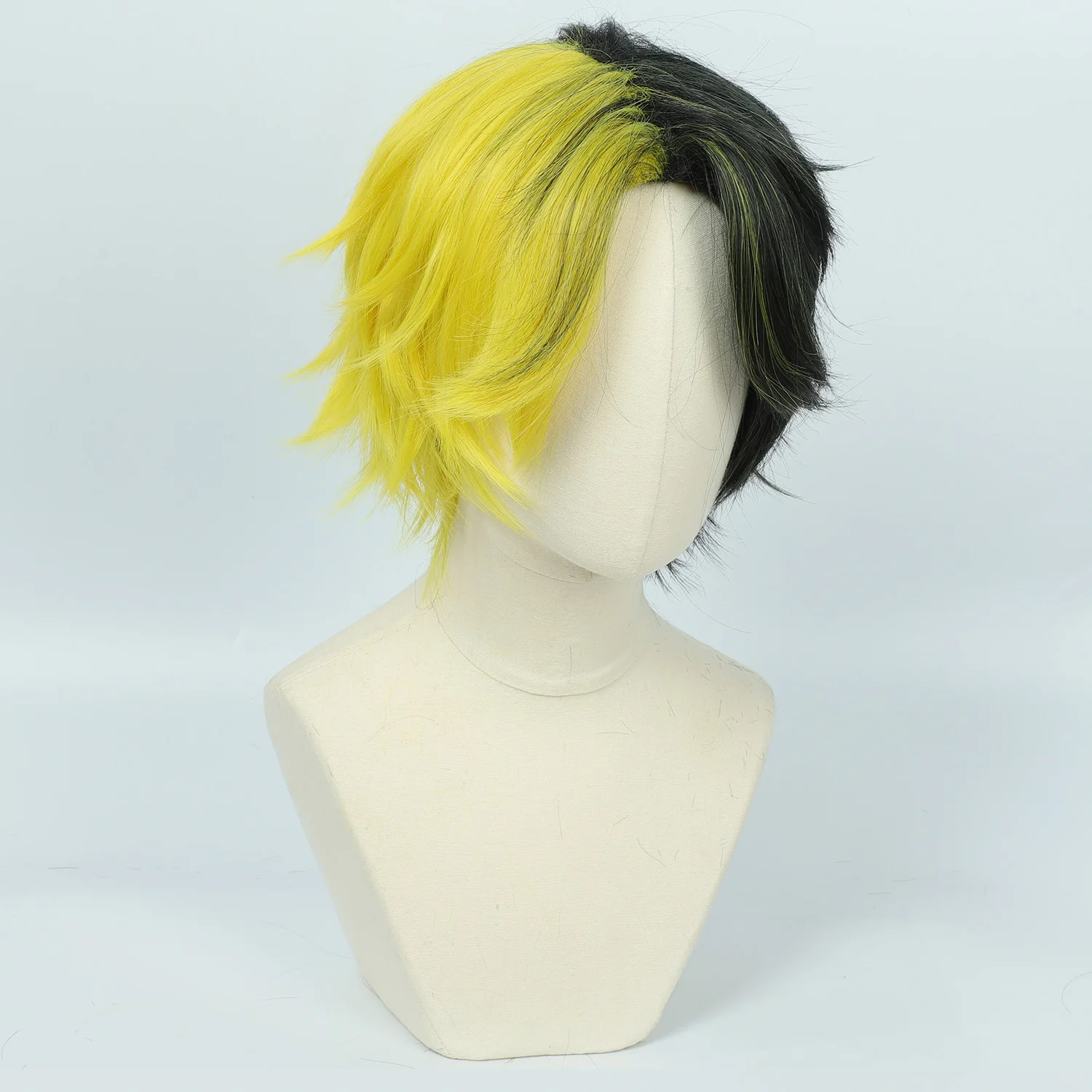 Cosplay Wig Mashle: Magic and Muscles Anime Wig Rayne Ames Anime Game Role-Play Wig Short Dark-green and Yellow Ombre Synthetic view 3