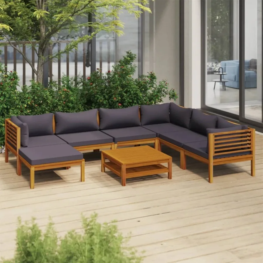 

8 Piece Patio Lounge Set with Cushion Solid Acacia Wood