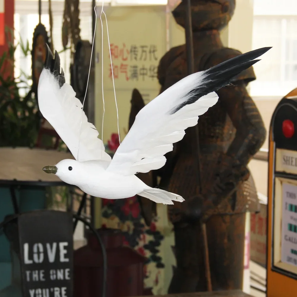 Artificial Feathered Seagull Bird Home Garden Tree Hanging Ornament Garden Greening Decoration Handicraft Fake Bird