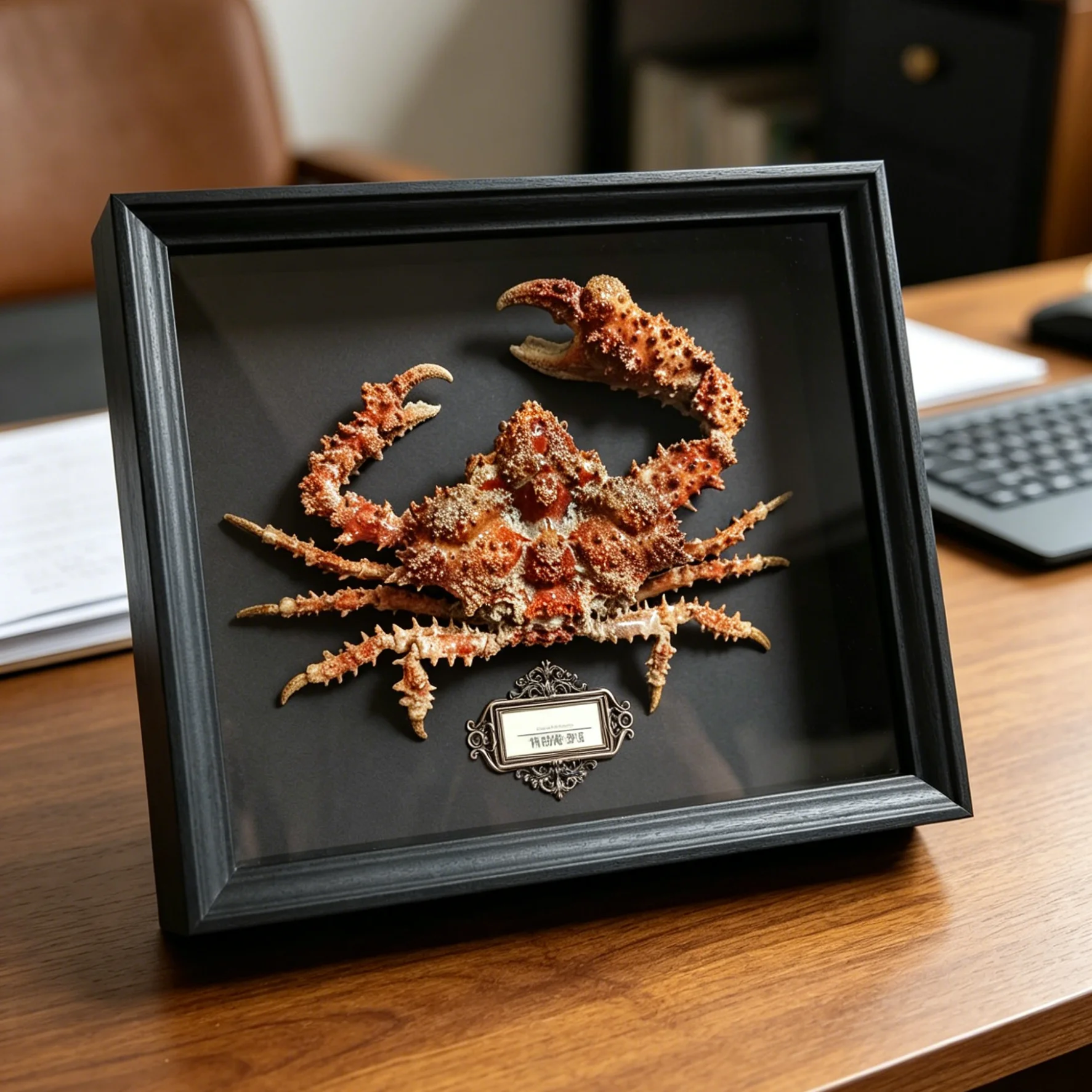 Real Framed Crab Taxidermy Authentic Daldorfia Horrida Specimen In Shadow Box Unique Home Office Decor, Ideal Gift
