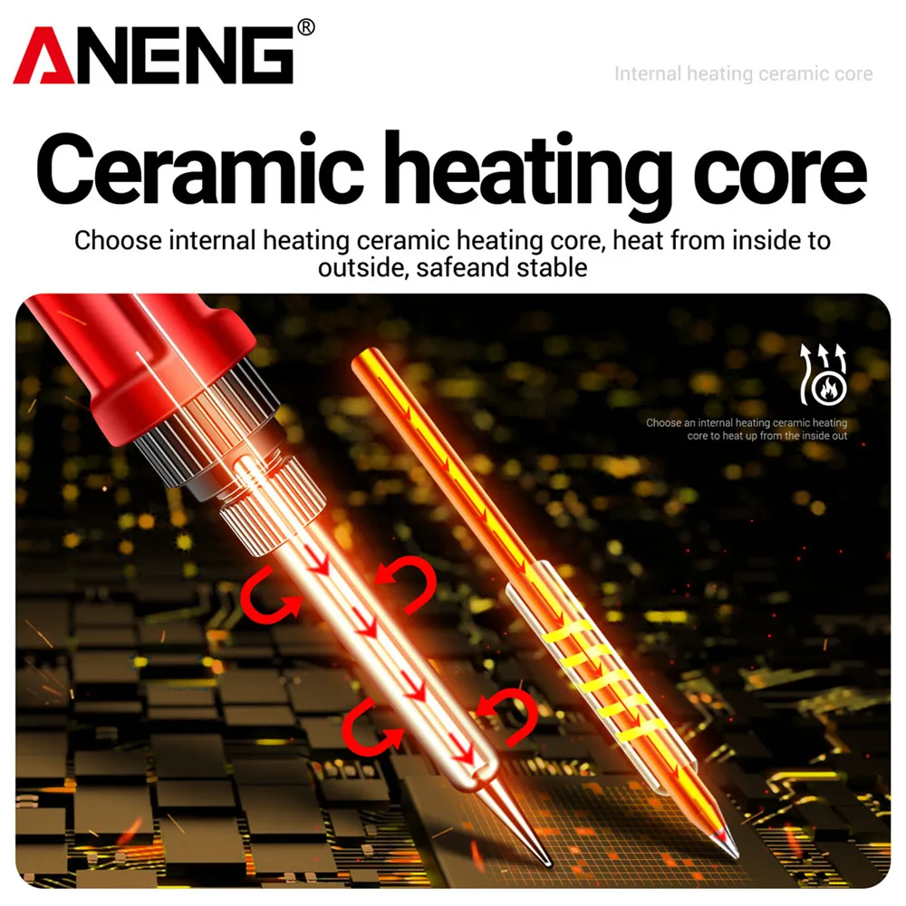 ANENG SL106 60W Digital EU Plug Electric Soldering Iron Temperature Adjustable 220V Welding Ceramic Heating Core Soldering Tool