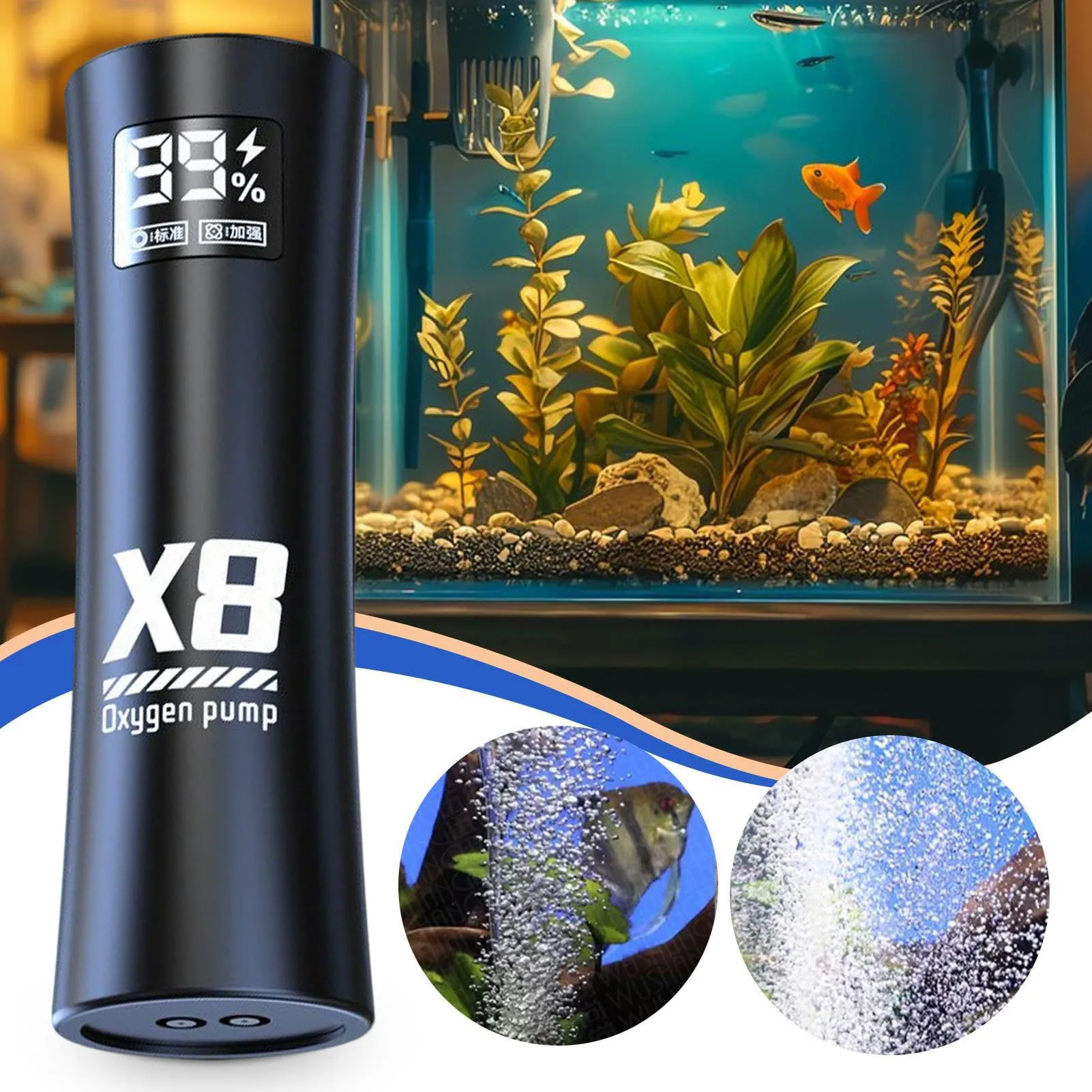 

Aquarium Fish Tank Oxygen Pump Charging Dual-Purpose Air Pump Usb Lithium Battery Household Portable Fishing Mute 2400ma Outdoor