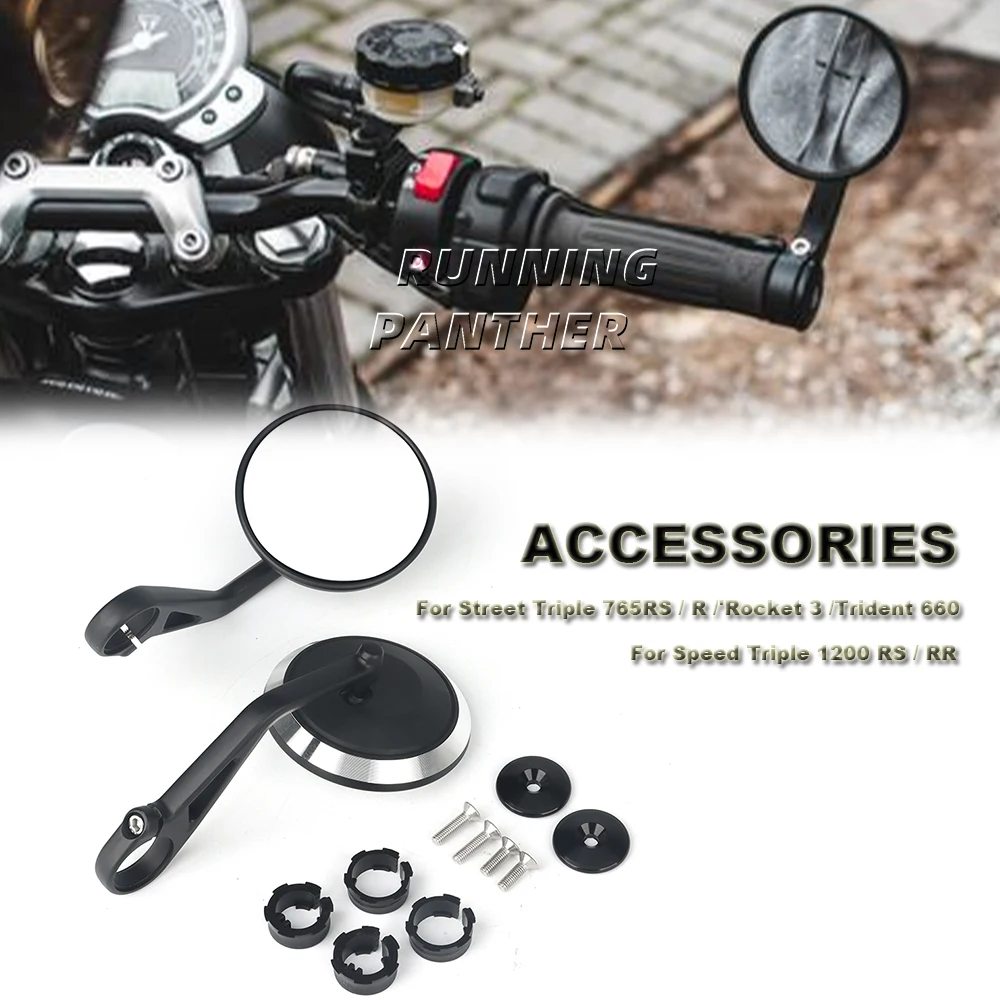 

Motorcycle CNC Handlebar Handle Bar Rearview Side Mirrors Bar End Mirror Kit For Rocket 3 Street Triple S 765 RS R 765RS 765R