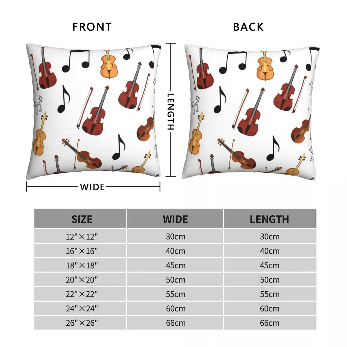 Fiddle Me Please Square Pillowcase Polyester Linen Velvet Creative Zip Decor Throw Pillow Case Room Cushion Cover