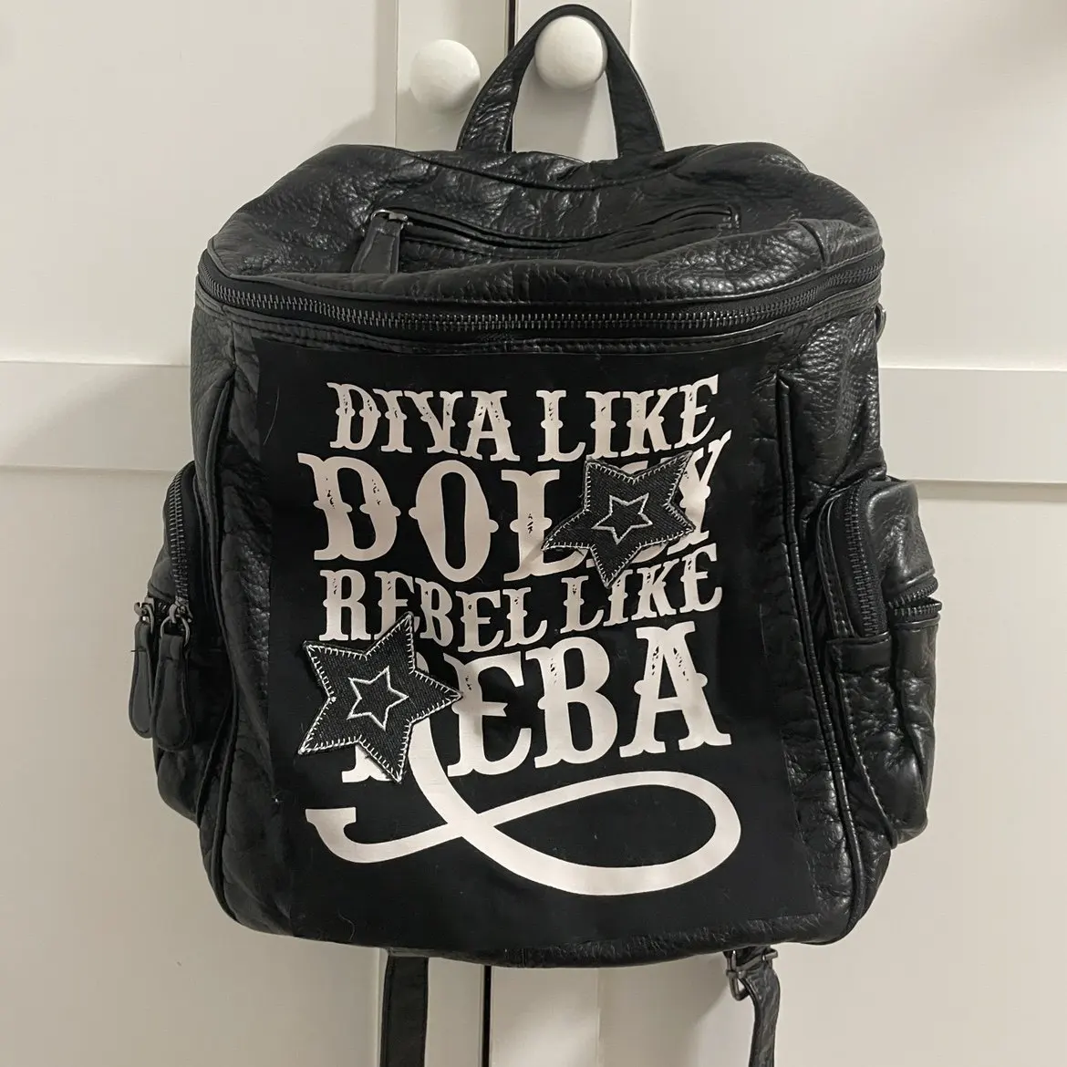 

Original English Alphabet Backpack Y2K Design Soft Leather Trendy Schoolbag Commuter Backpack