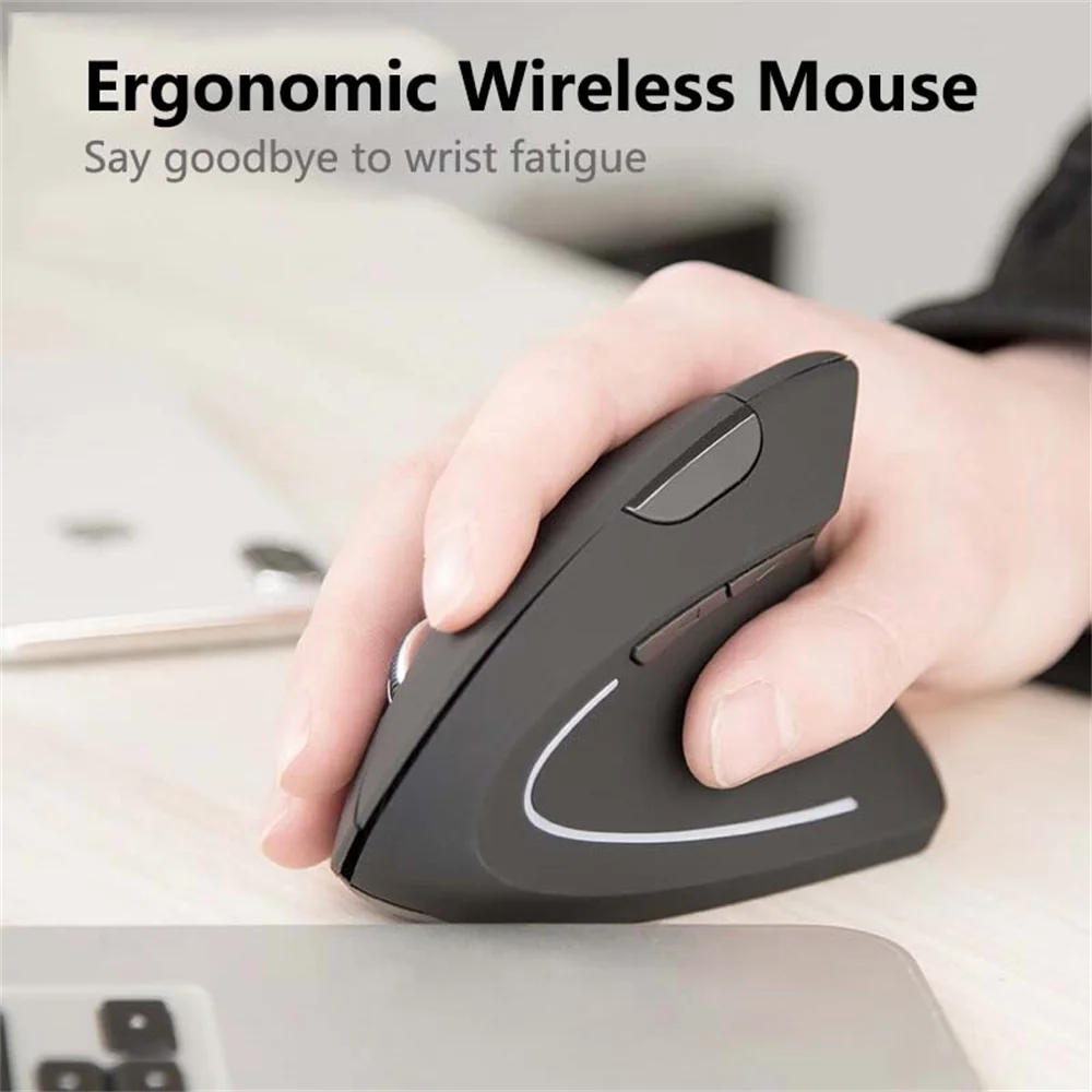 Mouse com fio para mão direita, mouse ergonômico para jogos 2.4G, 3200DPI, transmissão óptica USB para PC e computador