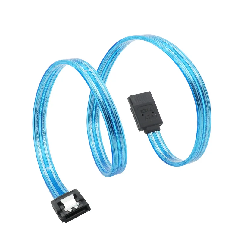 SATA 3.0 III 6Gb/s High Speed HDD Data Cable Cord 6Gbs PC Hard Disk Drive Connect Cable Connector Clear Blue 50cm