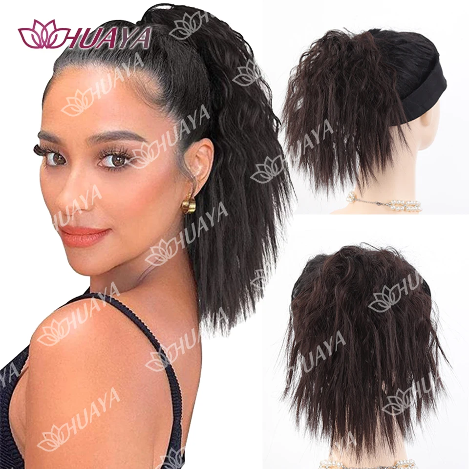 

Синтетический парик-хвост HUAYA с надежной фиксацией, короткий кудрявый хвост, надежное крепление, подходит для ежедневного использования женщинами.