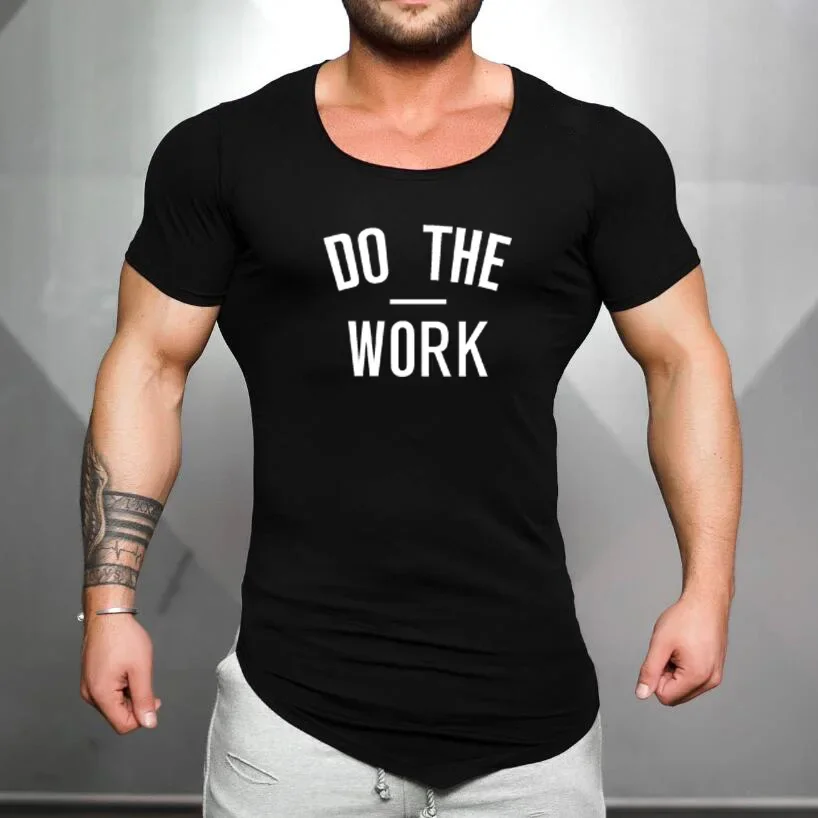 Brand Cotton men Bodybuilding Clothing Male Slim Fit t shirt Man fitness T-shirts Casual T-Shirts print mens gym tops tees