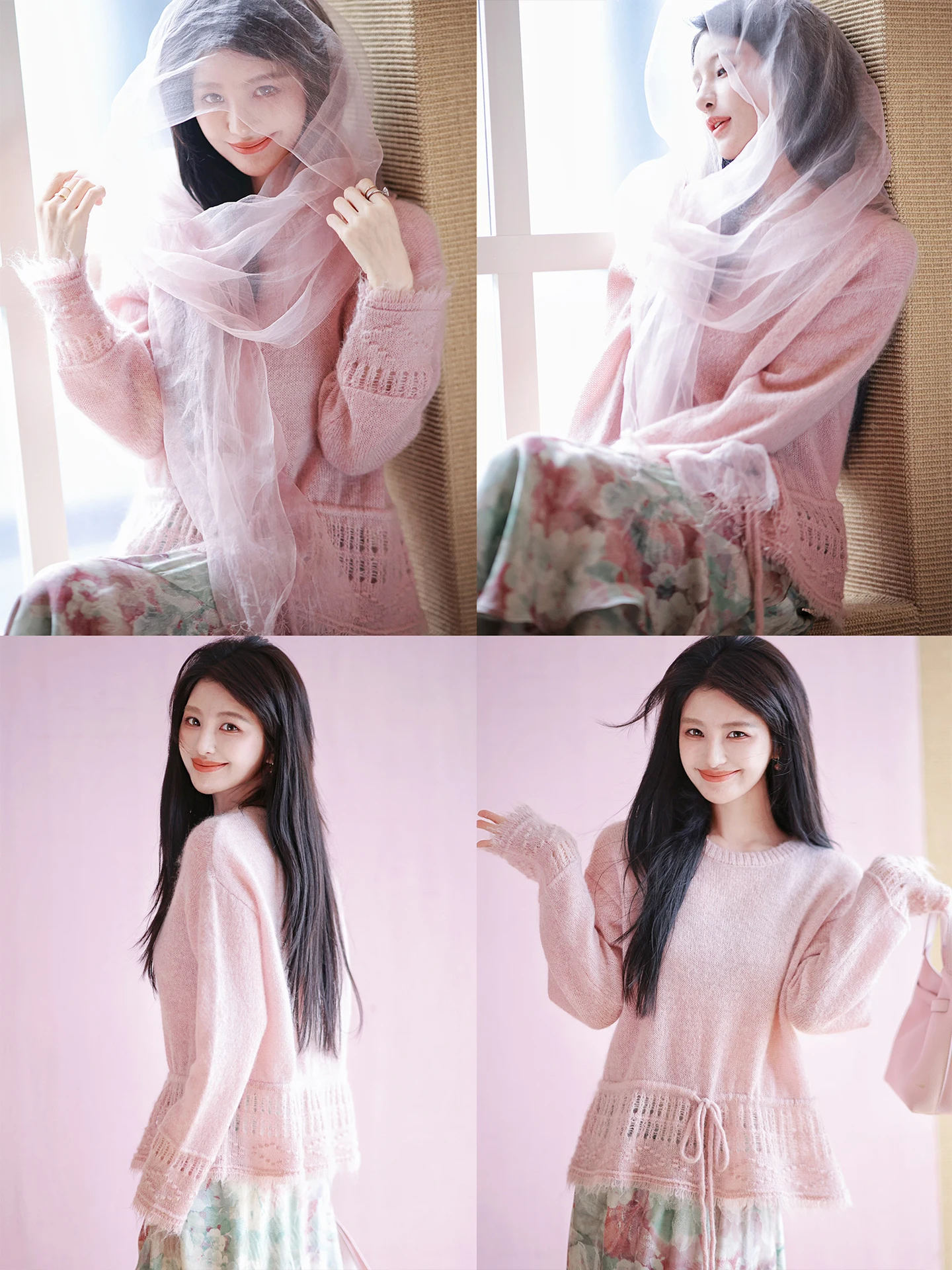 ZhaodaXi Heavy-Work Knitted Sweater Ultra-Thin Hollow-Out Waist-Cut Design Long-Sve Round-Ne Pullover for Women