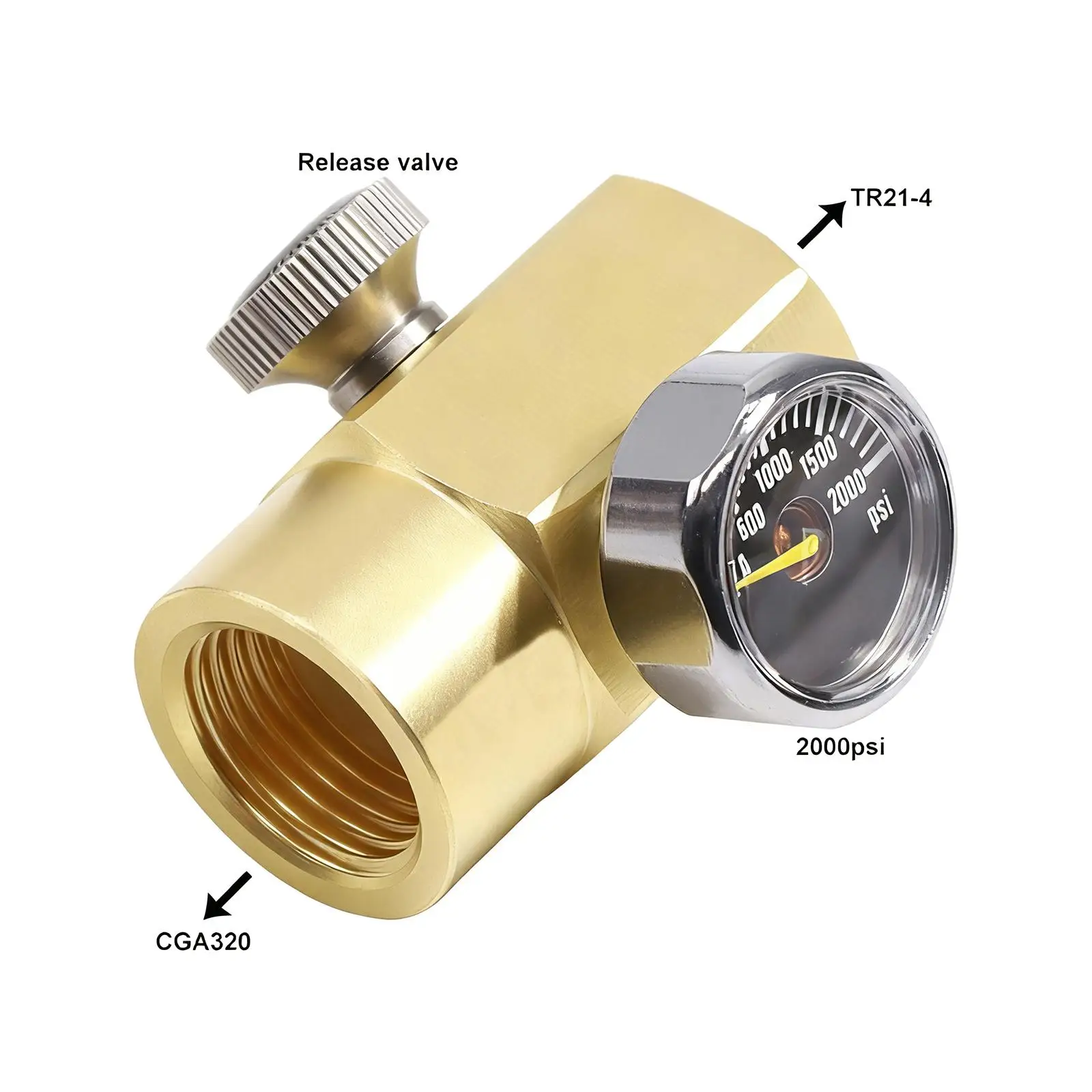 Brass Soda Bottle Adapter Connector for Soda Stream Adapter Bottle Replacement with Pressure Gauge